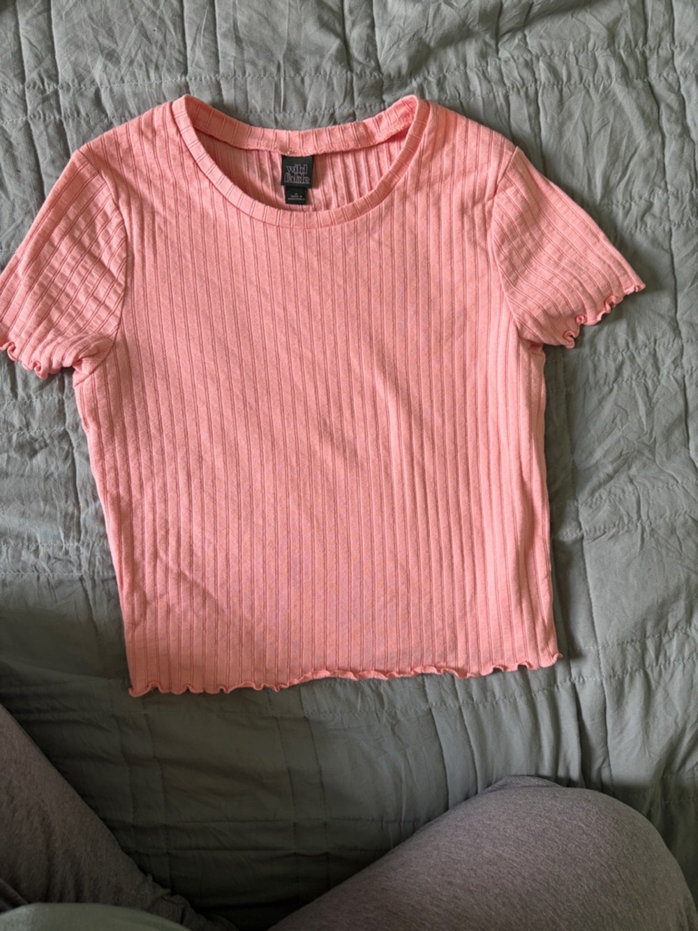 wild fable Coral Pink Ribbed Short Sleeve Tee